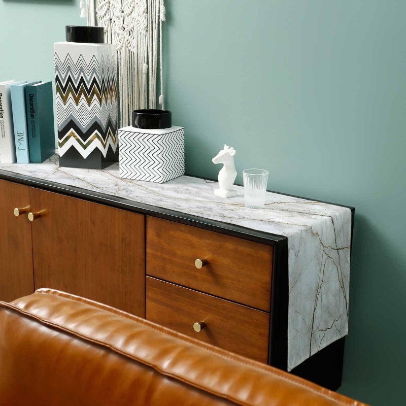 PIEPLE Marble Table Runner-Cotton Linen-Small 36 inches White Gray Gold Dresser Scarves,Texture Tablerunner for Kitchen Coffee/Dining/Sofa/End Table Bedroom Home Living Room,Scarf Decor for Holiday Dinner - Image 3